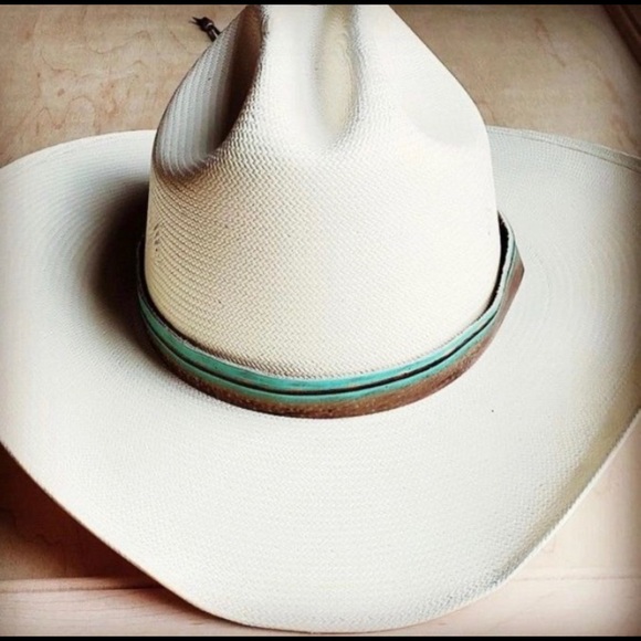 Turquoise Navajo Embossed Leather Hat Band - Picture 2 of 2